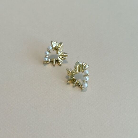 Pearl heart earrings M943 - Picture 3 of 5